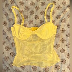 Edikted Yellow Sheer Mesh Corset-Style Cami